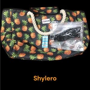 Shylero Beach Bag Black With Pineapples
